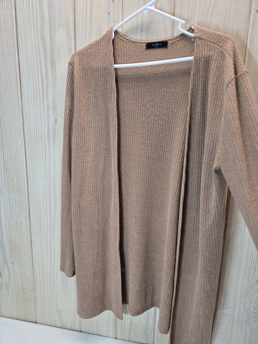 21 Saints Open-Front Ribbed Women's Cardigan - Tan